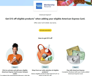 American Express × Amazon 满 $15 减 $15 回归！ [6/24/2026]